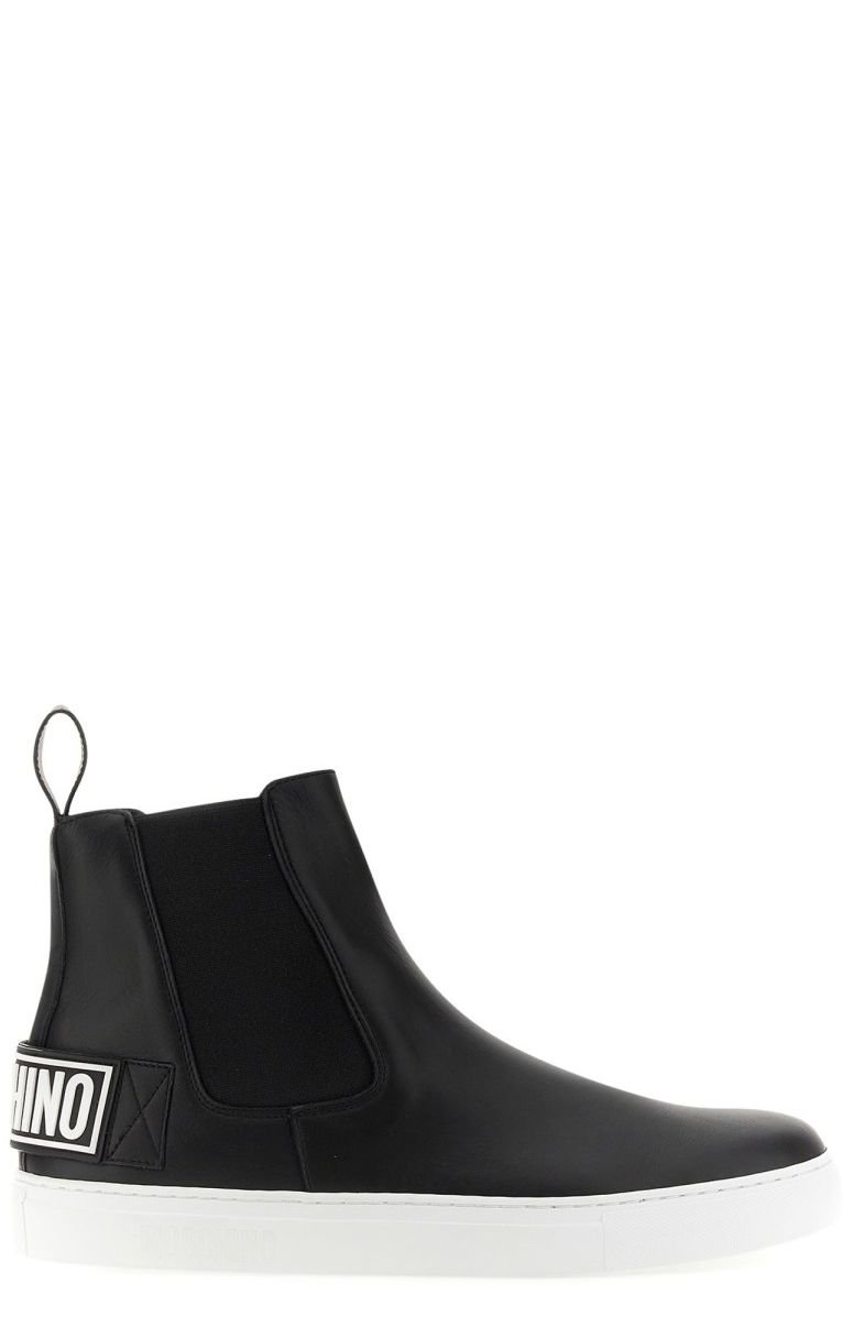 Moschino Logo Embossed Ankle Boots