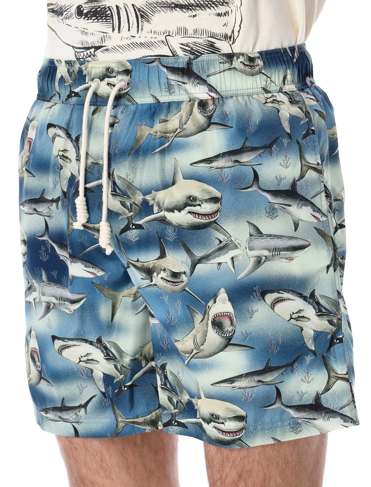 Palm Angels Sharks Drawstring Swim Shorts