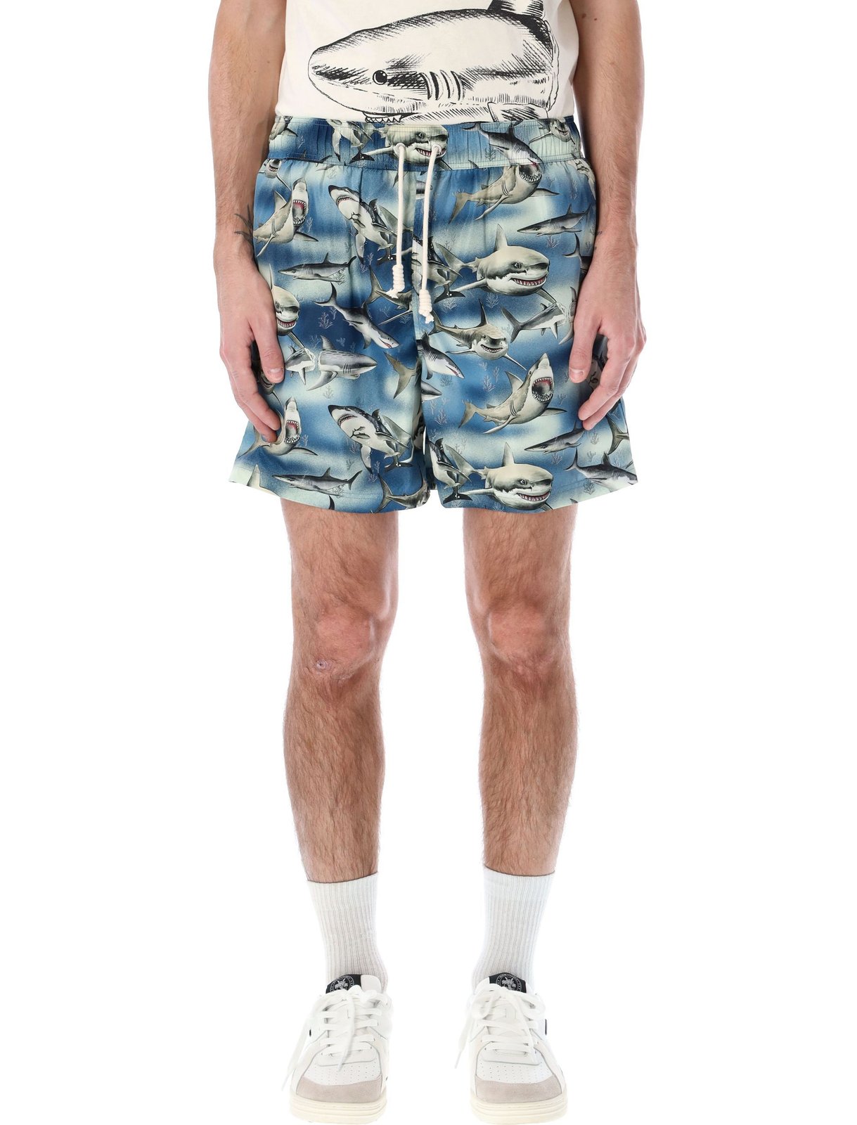 Palm Angels Sharks Drawstring Swim Shorts