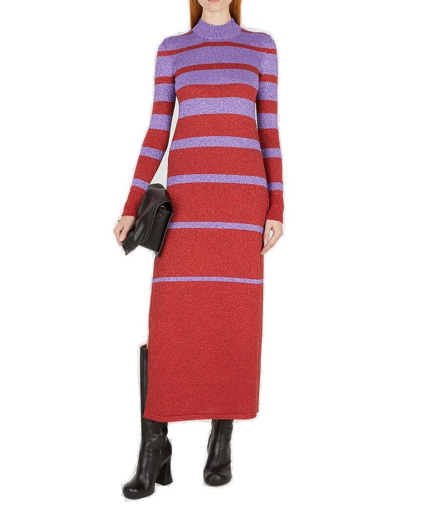 Paco Rabanne Metallic Stripe Knitted Midi Dress