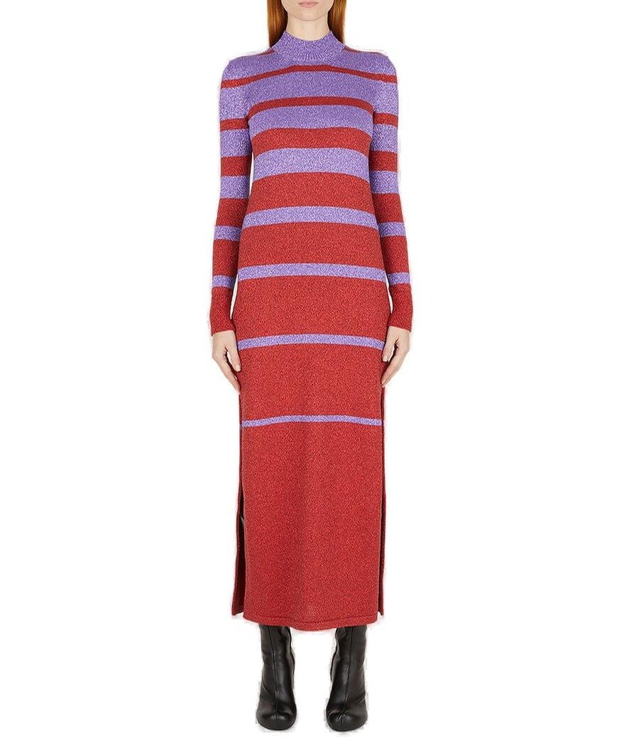 Paco Rabanne Metallic Stripe Knitted Midi Dress