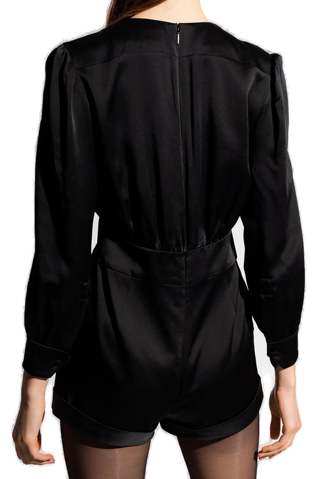 Saint Laurent Long Sleeved V-Neck Jumpsuit