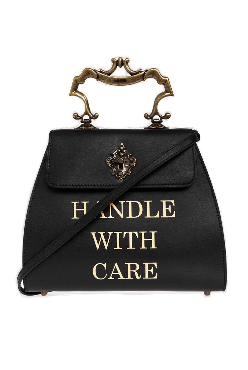 Moschino Slogan-Printed Top Handle Bag