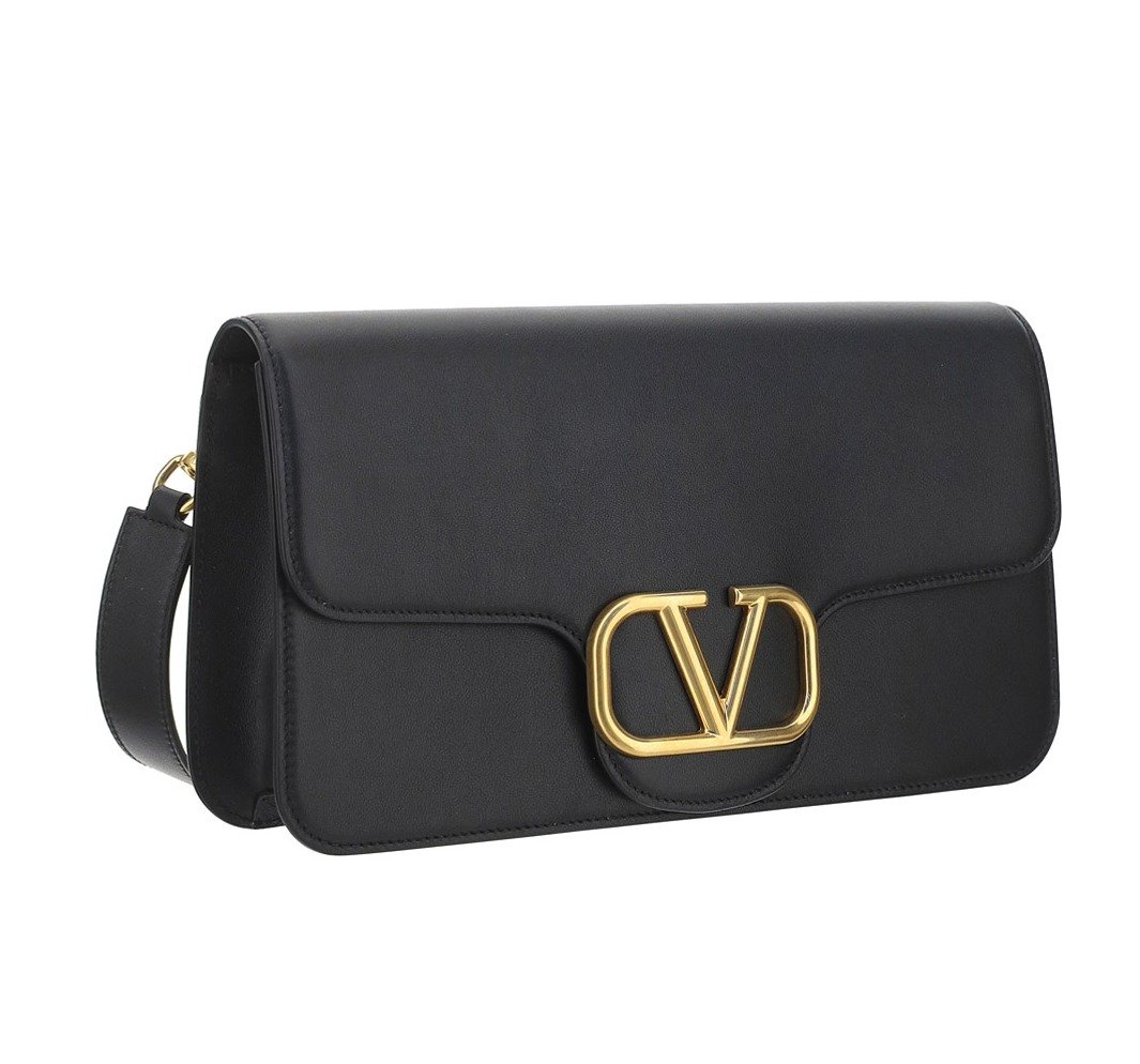 Valentino Logo Plaque Foldover Messenger Bag