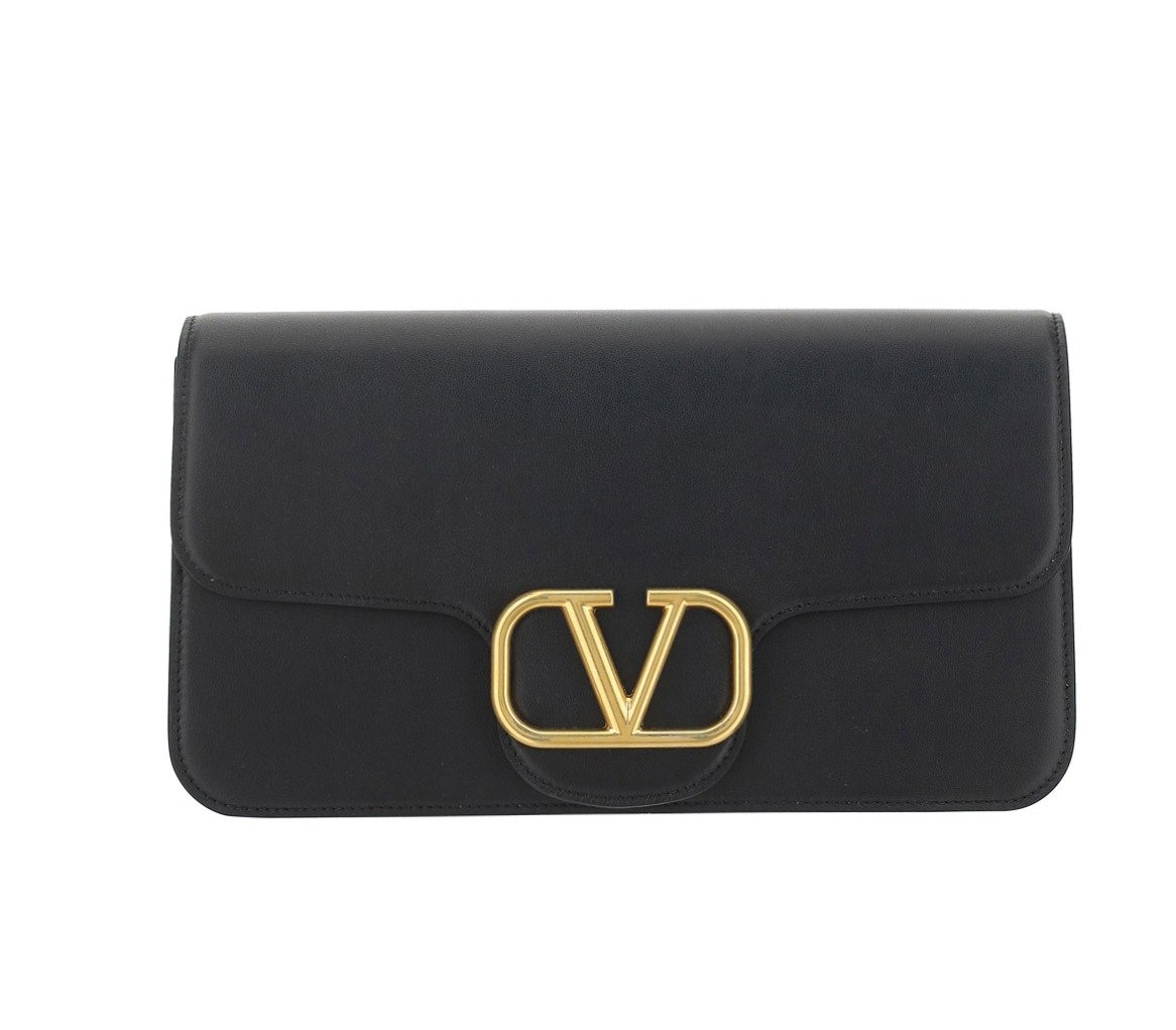 Valentino Logo Plaque Foldover Messenger Bag