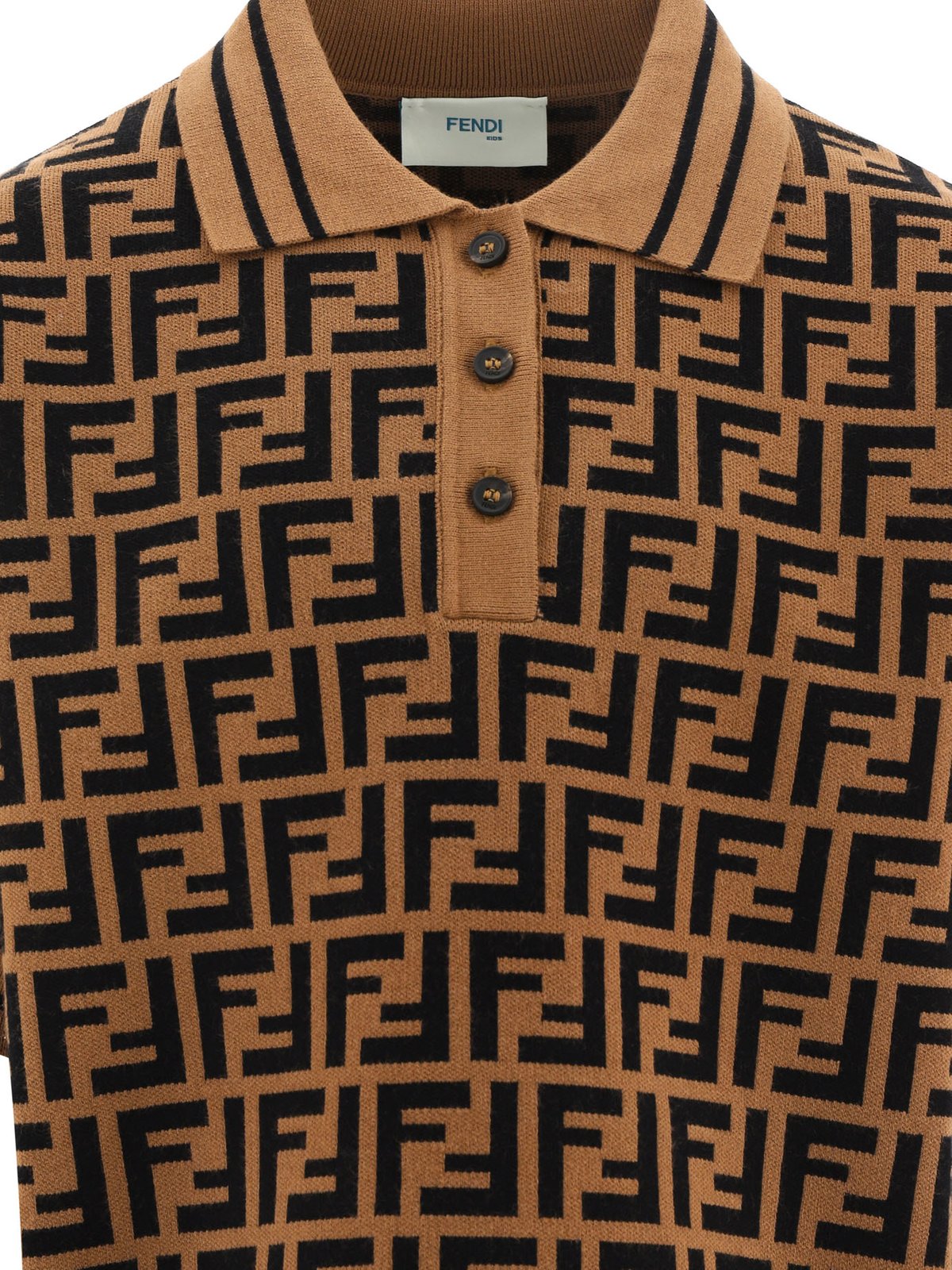 Fendi Kids FF Motif Knitted Polo Shirt