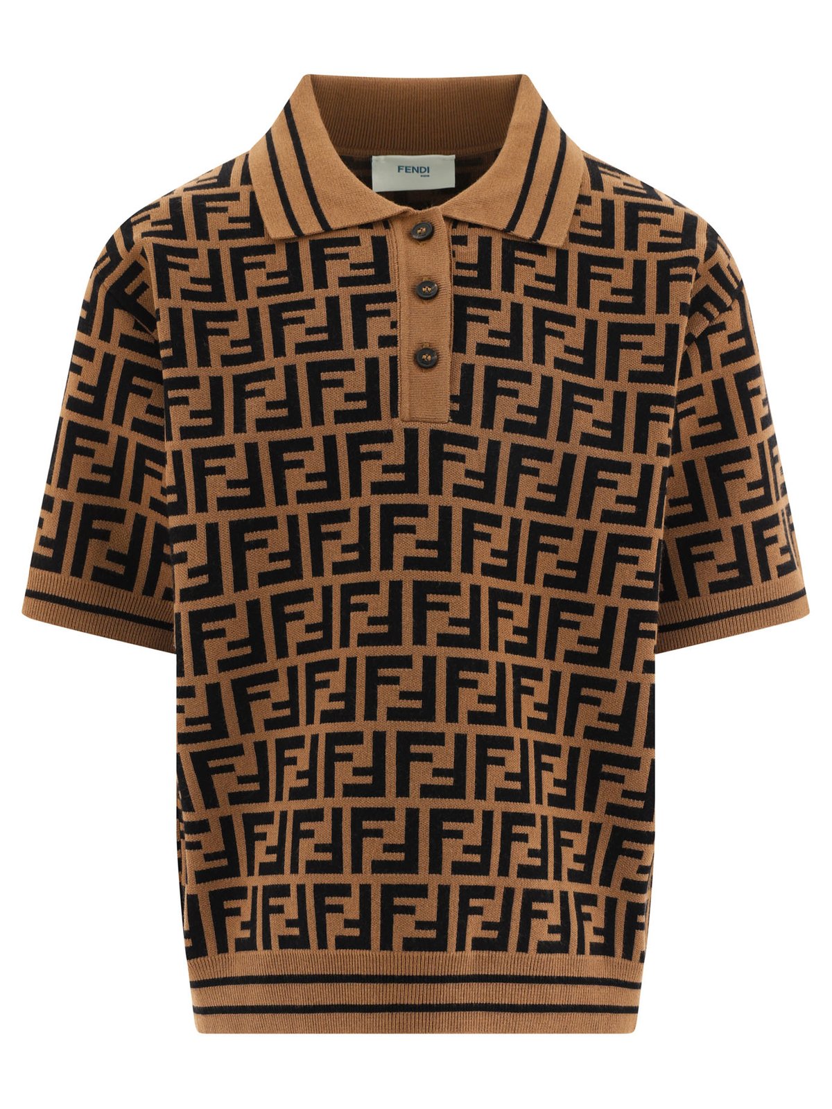 Fendi Kids FF Motif Knitted Polo Shirt