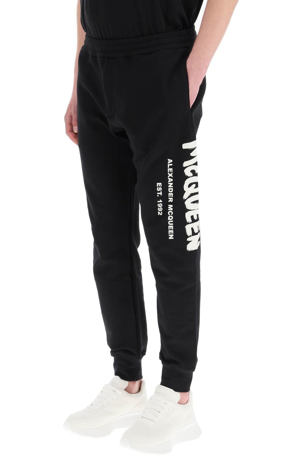 Alexander McQueen Logo Printed Slim Cut Track Trousers
