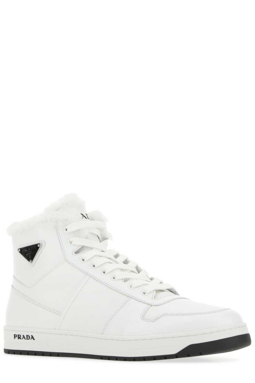 Prada Logo Plaque High-Top Sneakers