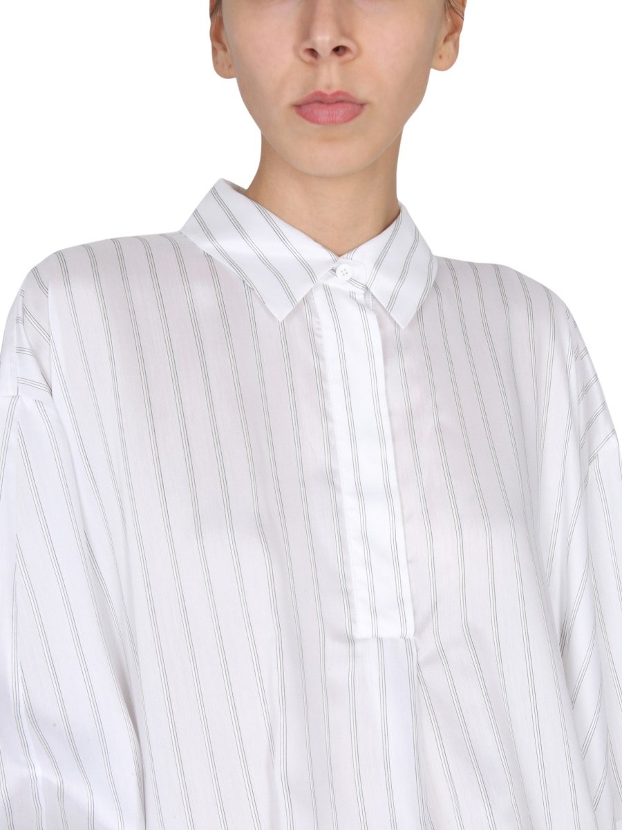 The Attico Striped Crop Long-Sleeved Shirt