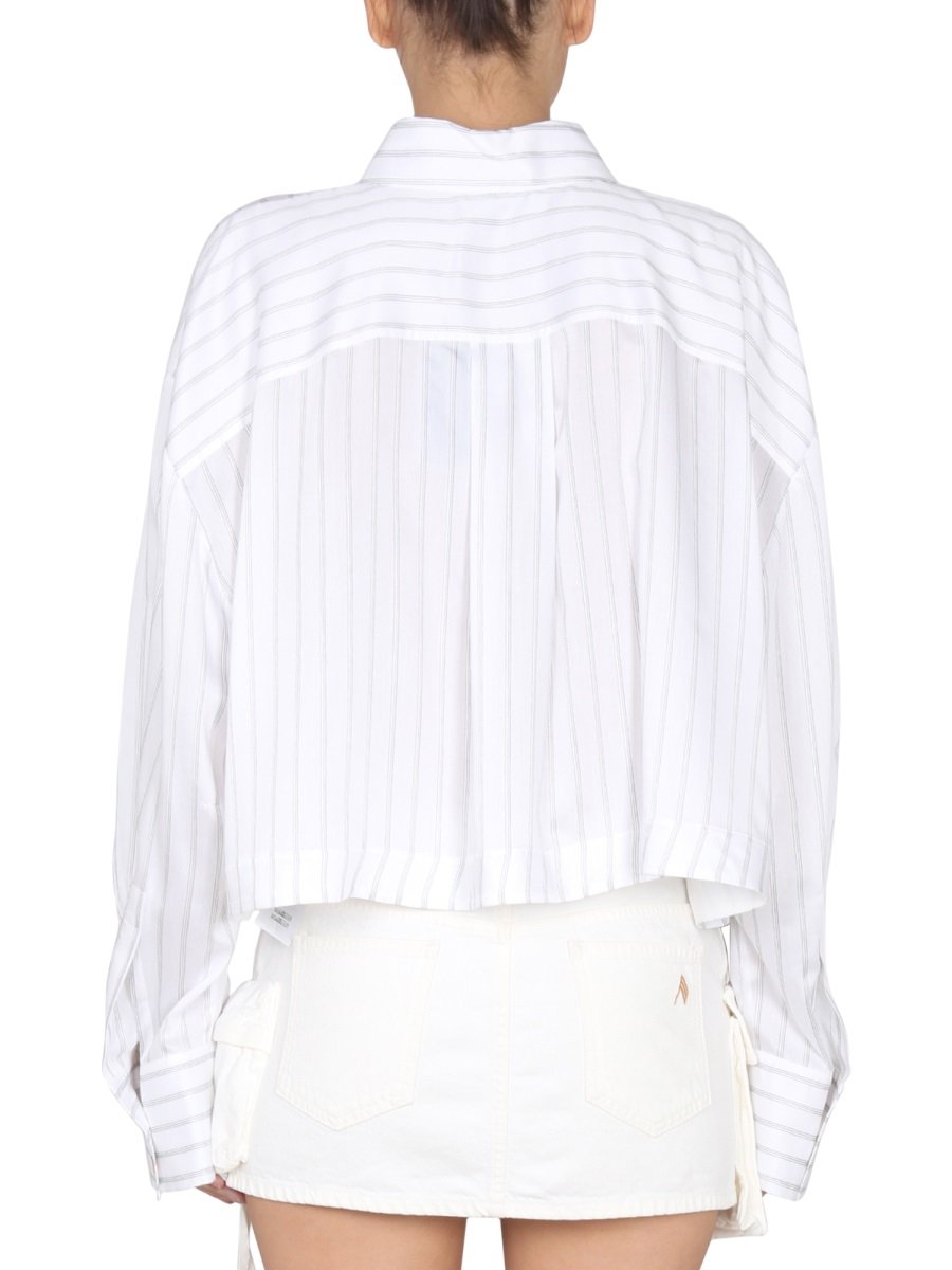 The Attico Striped Crop Long-Sleeved Shirt