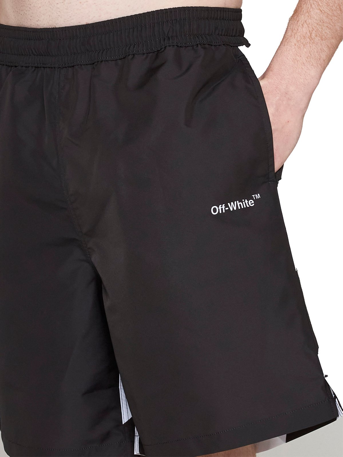Off-White Diag Surfer Logo Printed Swim Shorts