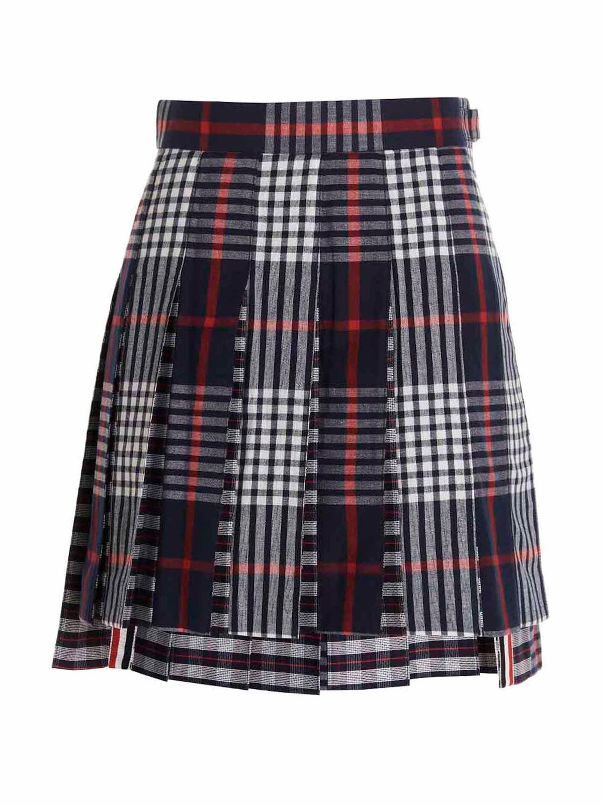 Thom Browne Checked Pleated Asymmetrical Skirt