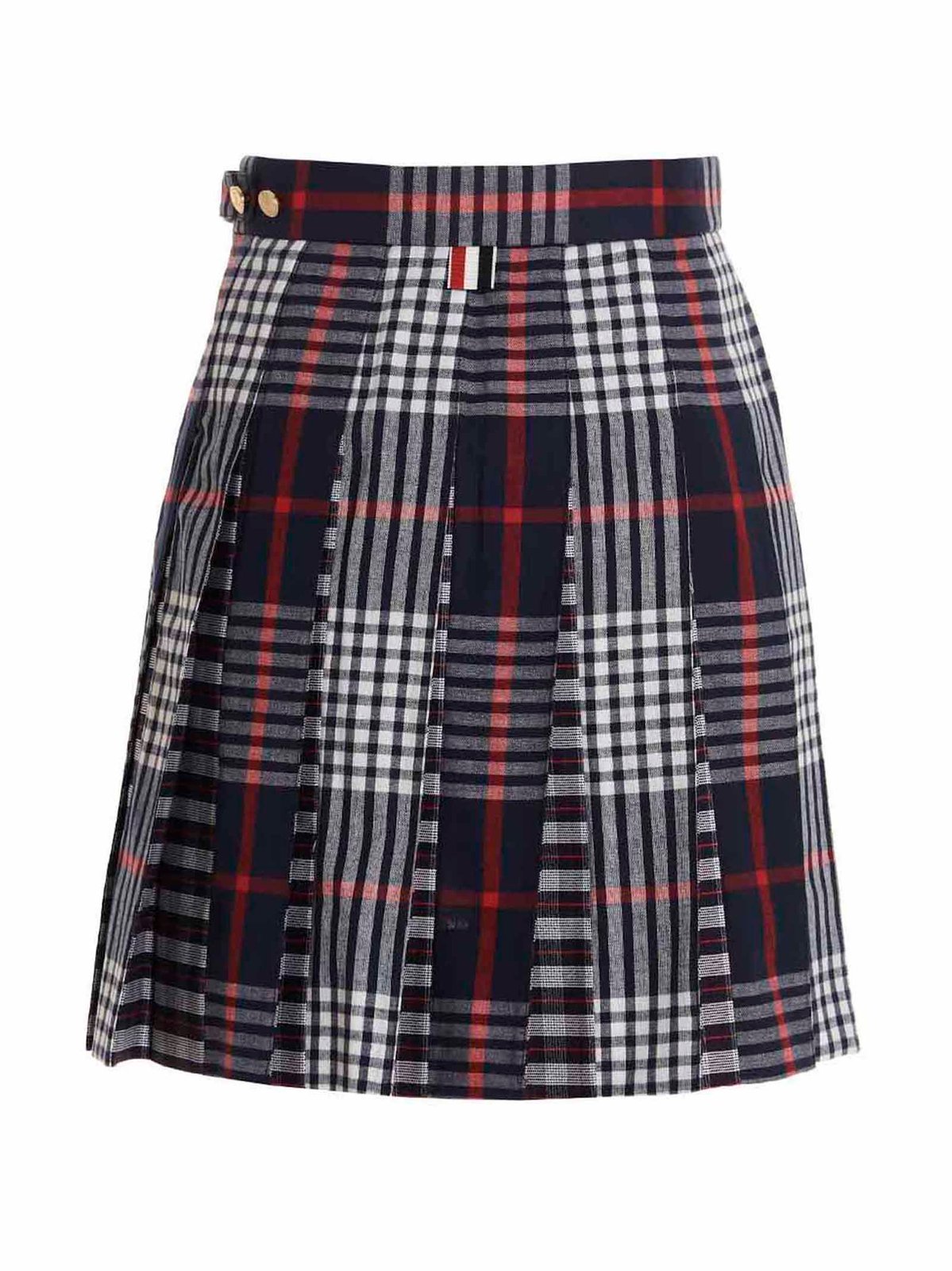 Thom Browne Checked Pleated Asymmetrical Skirt