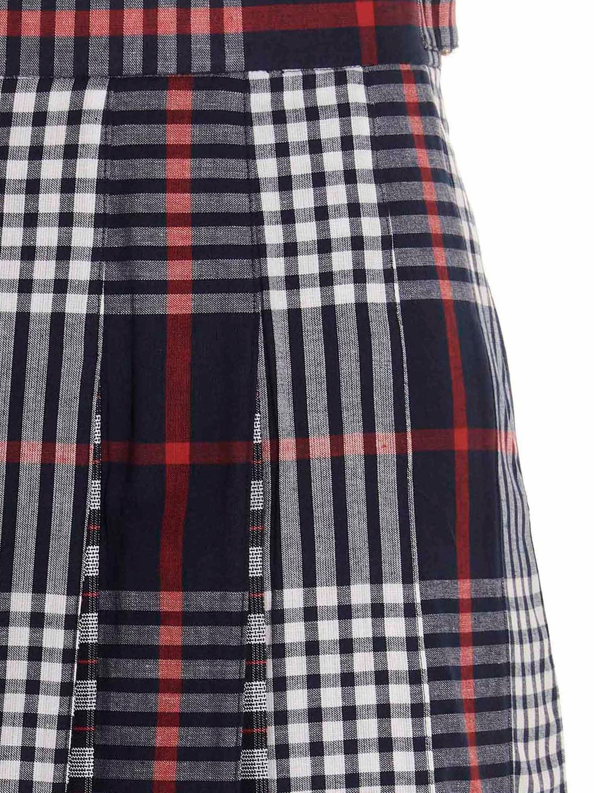 Thom Browne Checked Pleated Asymmetrical Skirt