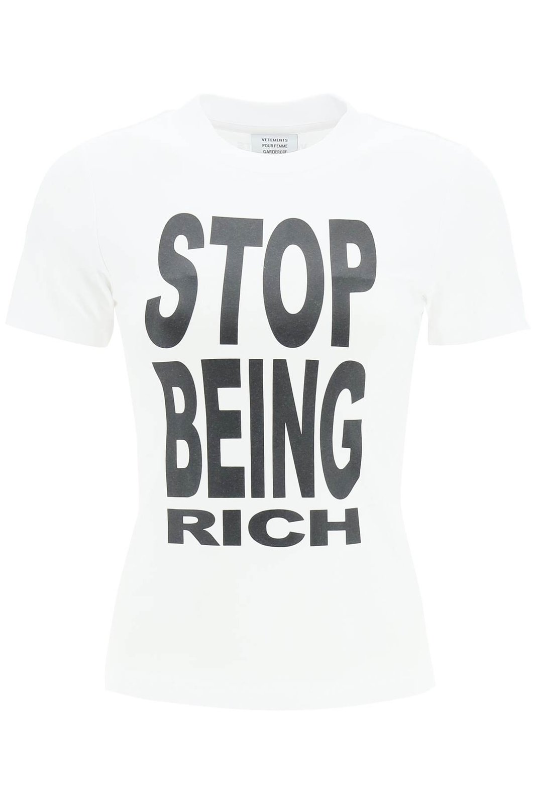 T-Shirt mit Vetements-Slogan-Print und Rundhalsausschnitt 2 T-Shirt mit Vetements-Slogan-Print und Rundhalsausschnitt