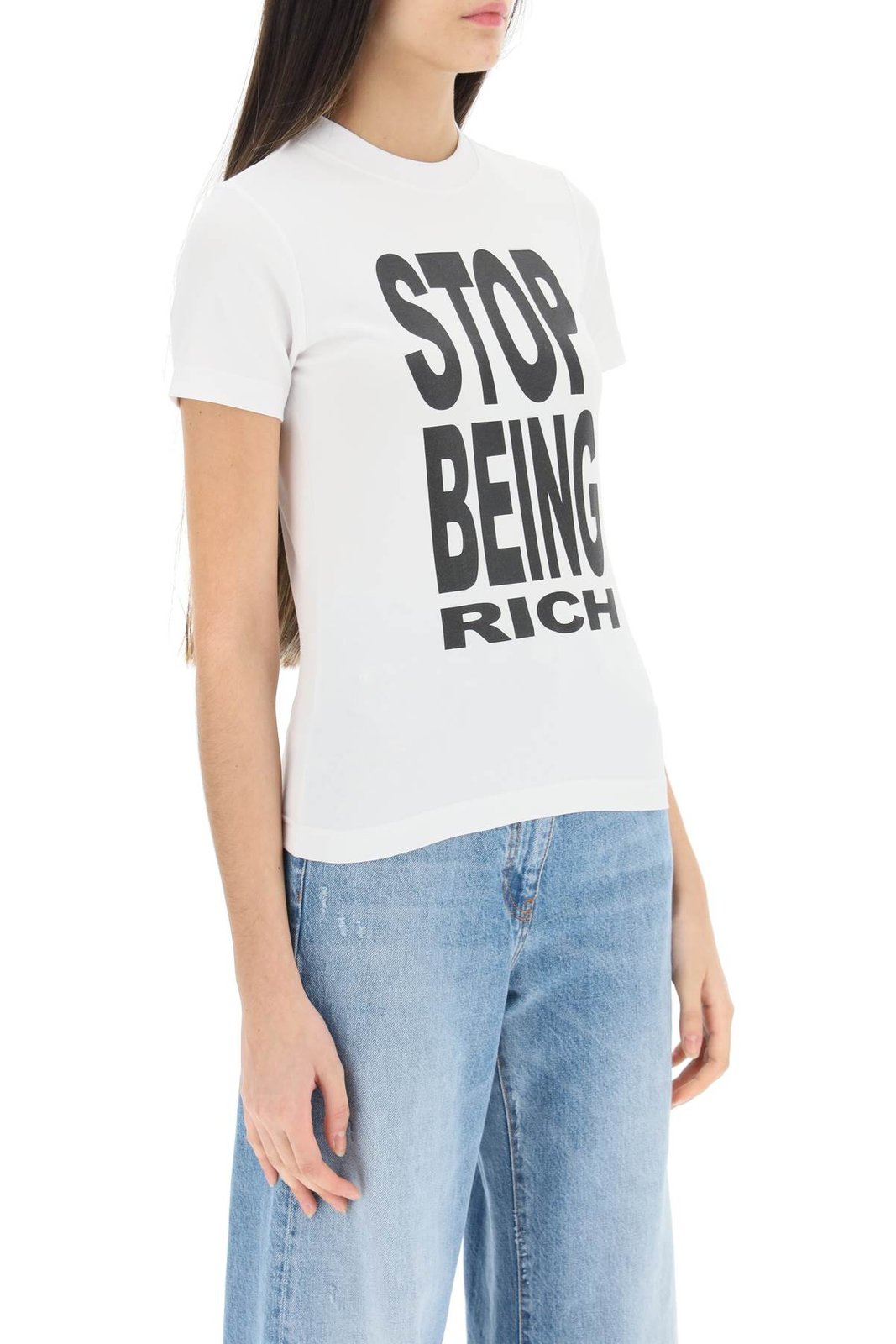 T-Shirt mit Vetements-Slogan-Print und Rundhalsausschnitt 3 T-Shirt mit Vetements-Slogan-Print und Rundhalsausschnitt