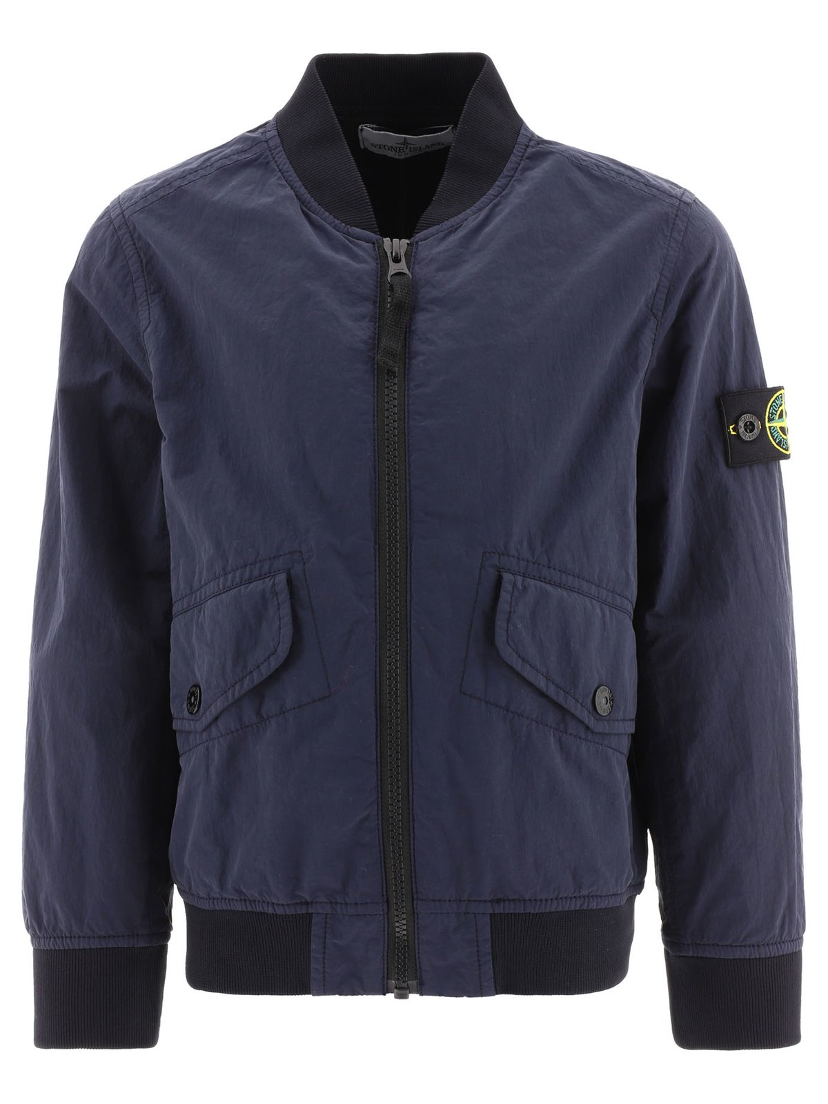 Stone Island Junior Logo Patch Zip-Up Bomber Jacket