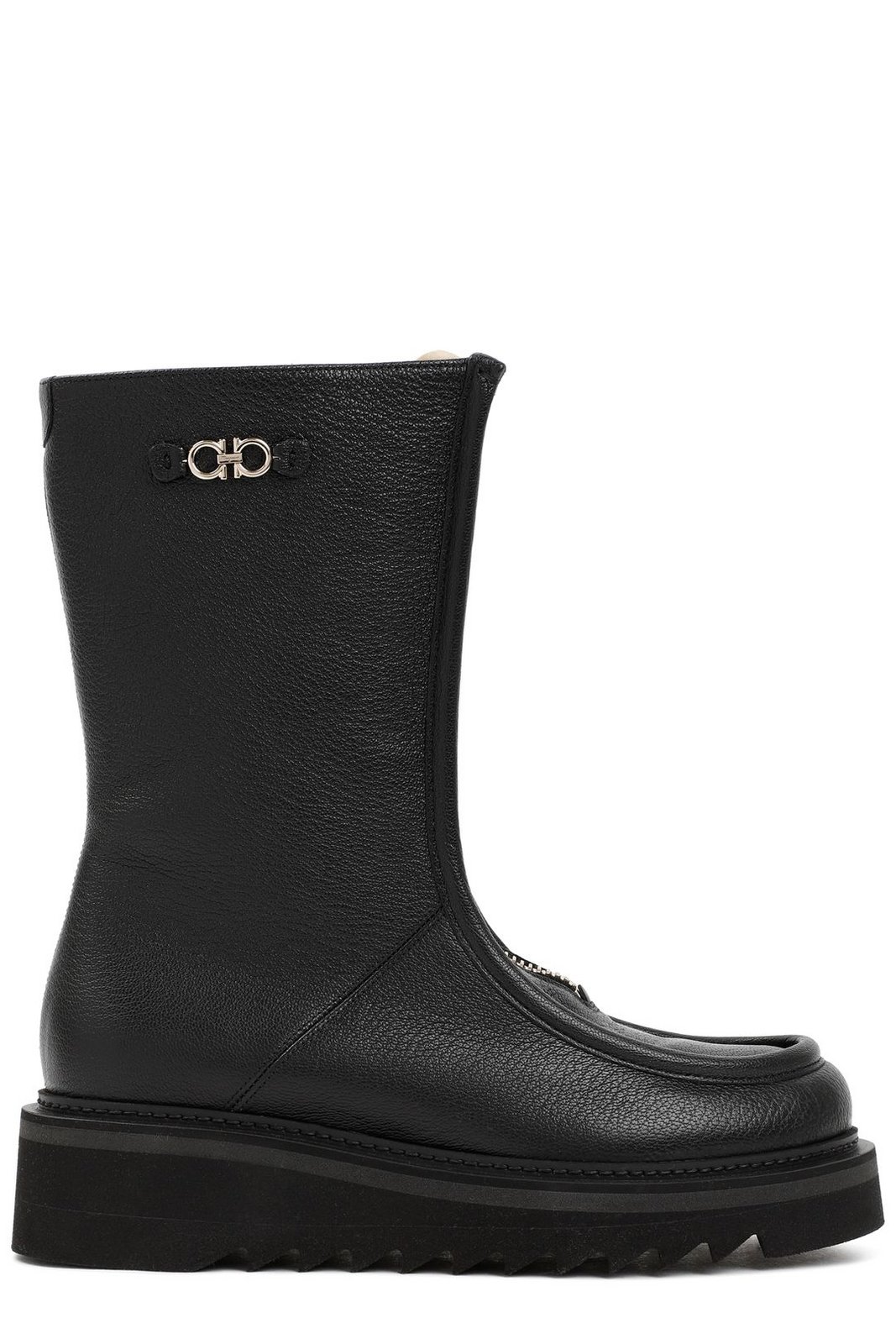 Ferragamo Logo Plaque Zip-Up Boots