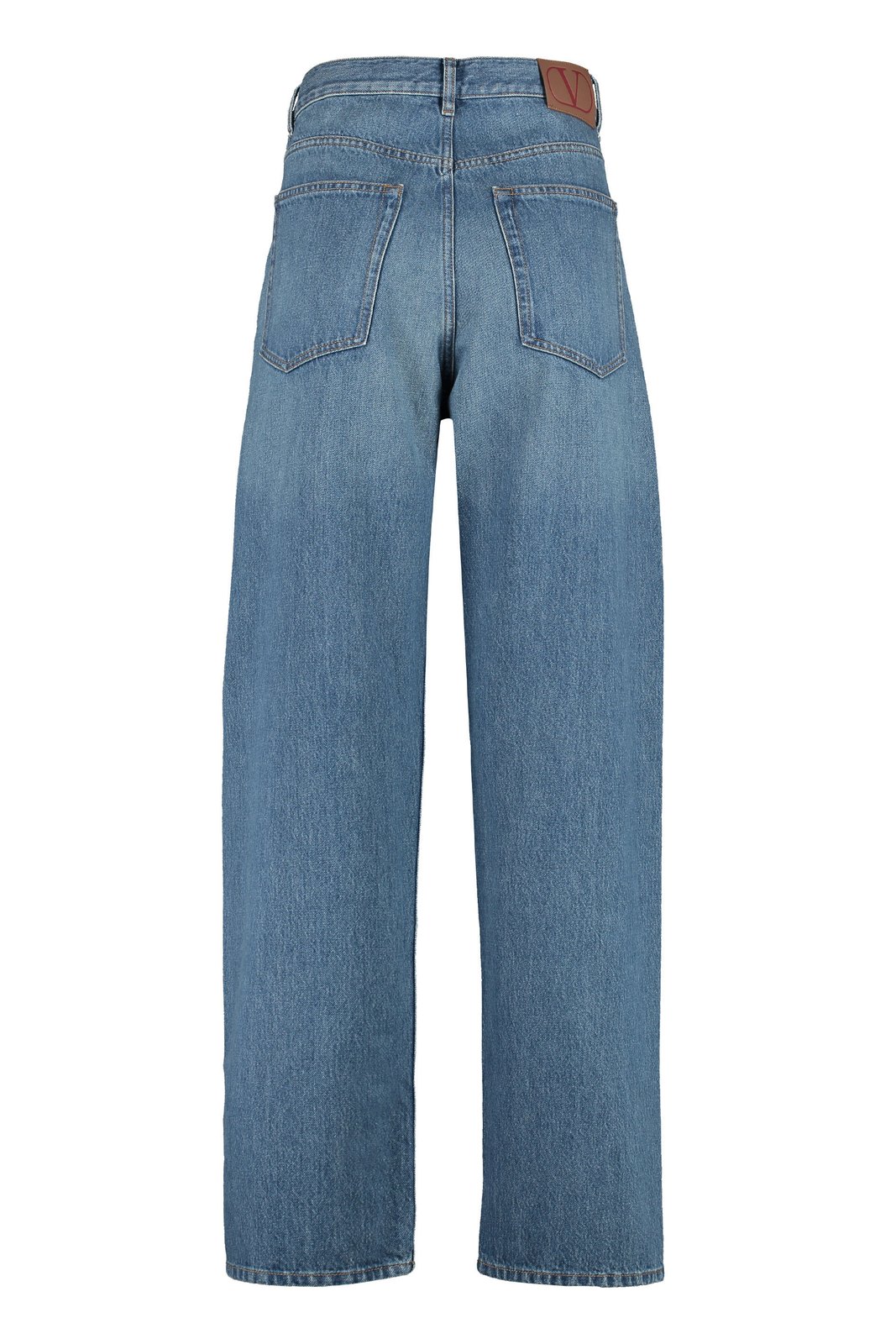 Valentino Logo Patch Wide Leg Jeans