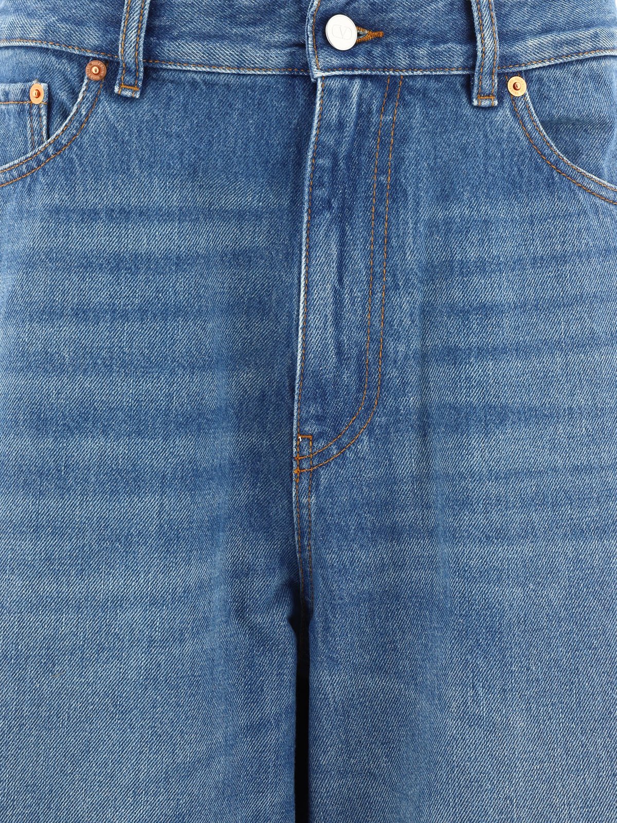 Valentino Logo Patch Wide Leg Jeans