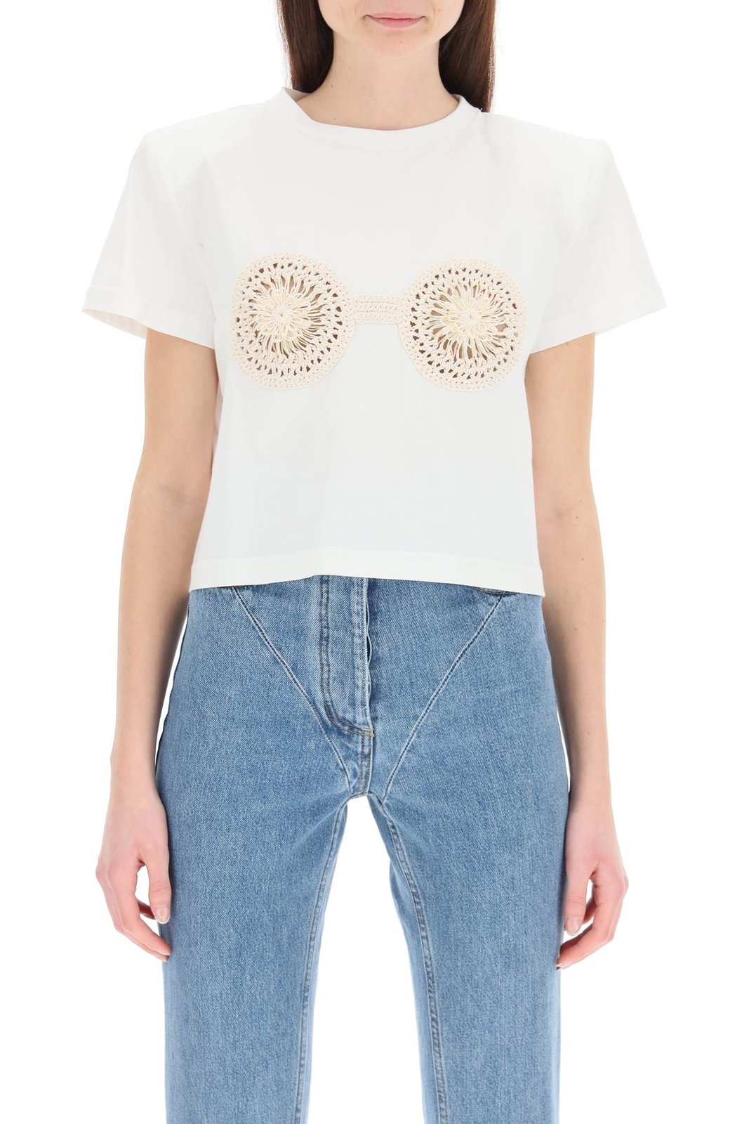 Magda Butrym Crochet Bra Crewneck T-Shirt