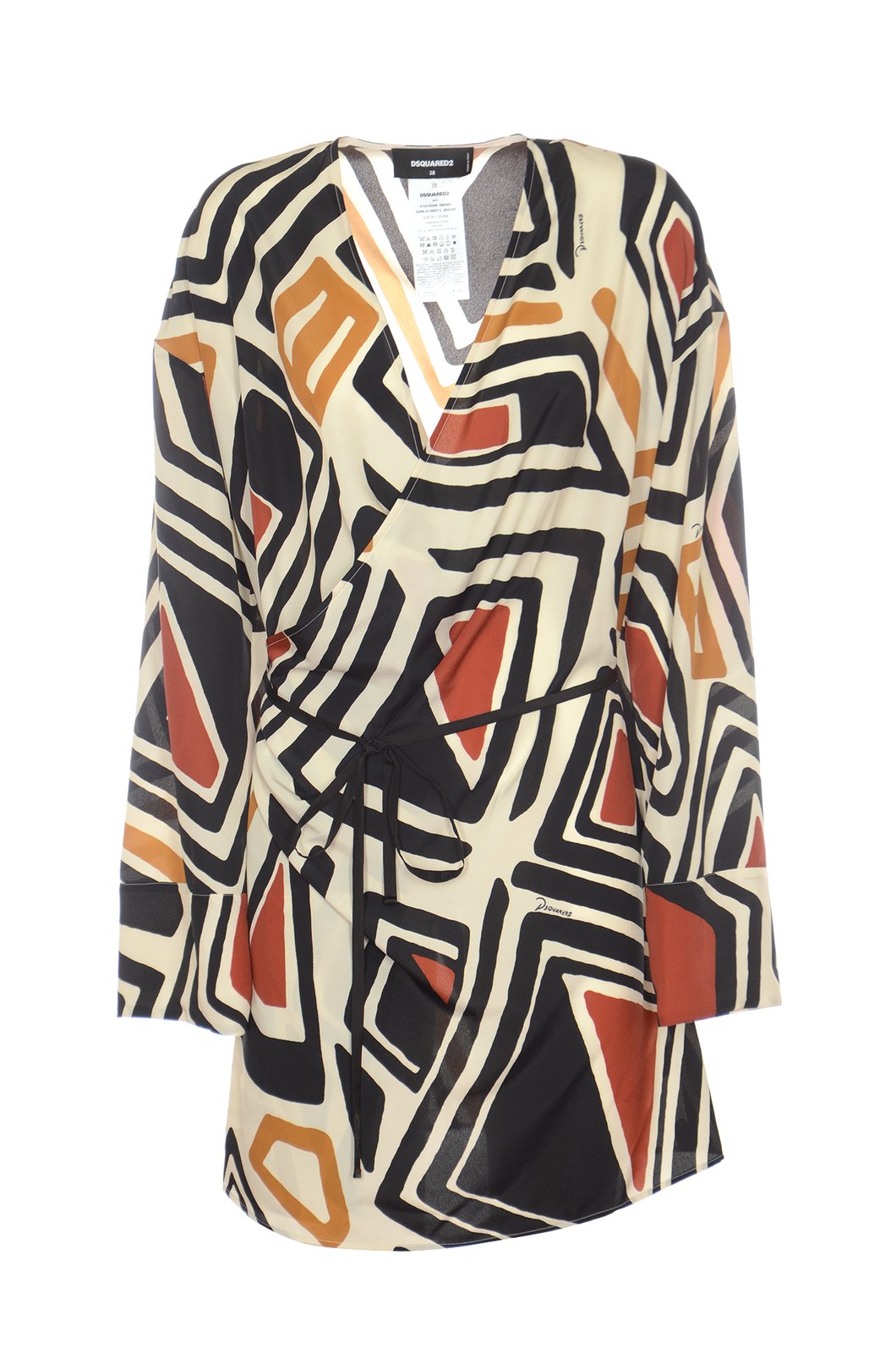 Dsquared2 Geometric Printed Mini Wrap Dress