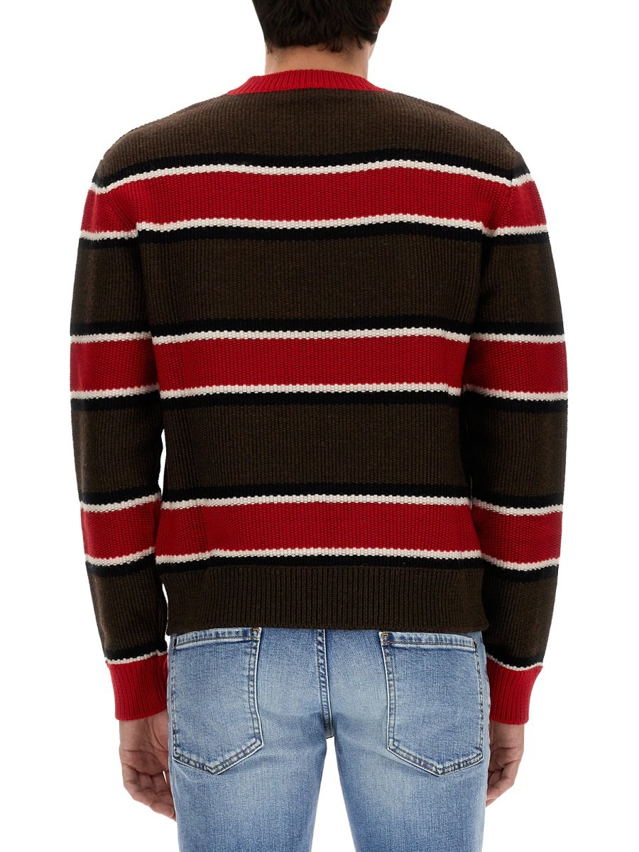 Dsquared2 Logo Print Crewneck Striped Jumper 3 Dsquared2 Logo Print Crewneck Striped Jumper