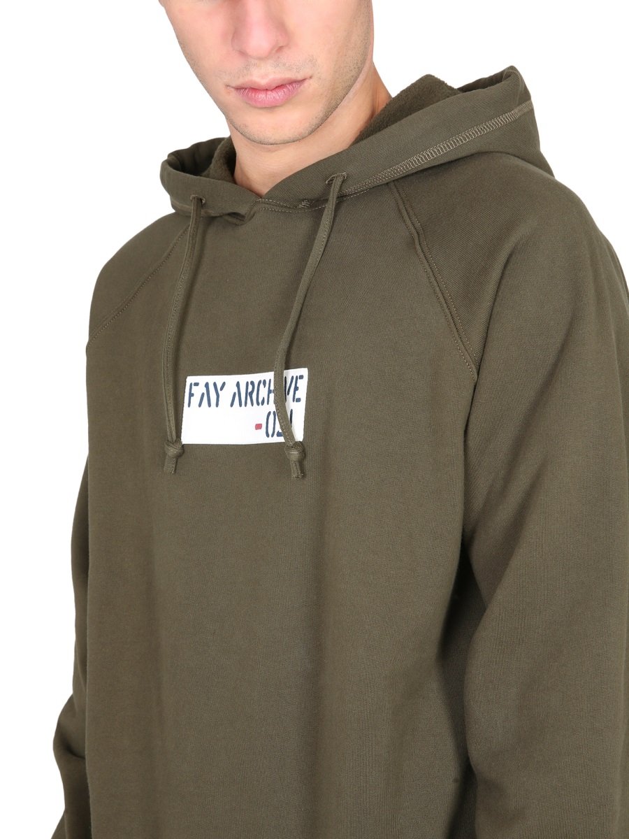 Fay Archive Logo Print Drawstring Hoodie