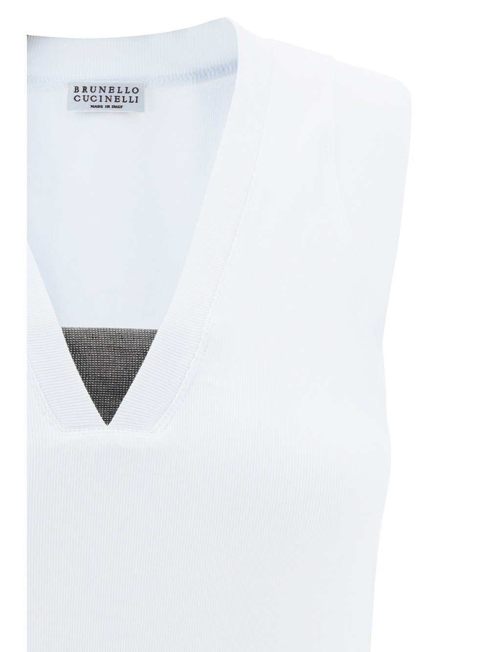 Brunello Cucinelli Ribbed Hem V-Neck Top 1 Brunello Cucinelli Ribbed Hem V-Neck Top