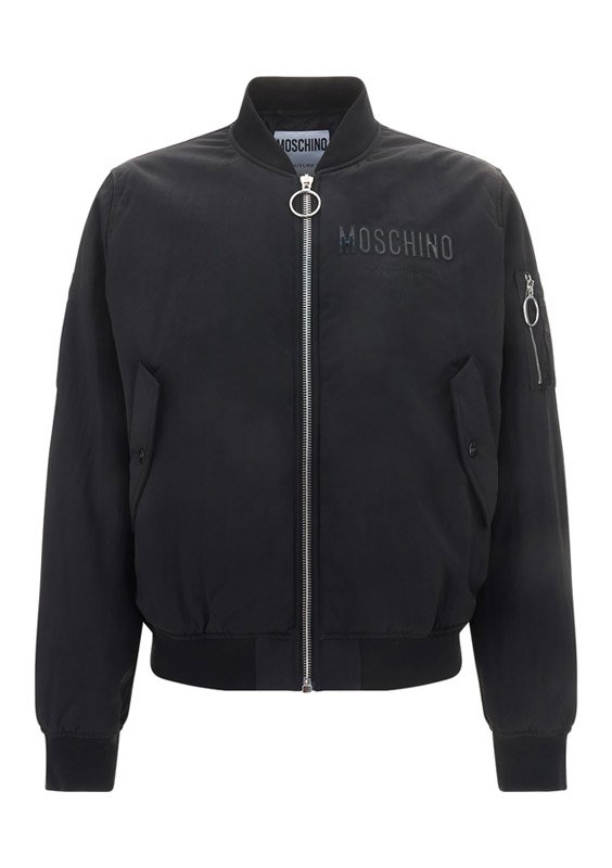 Moschino Logo Printed Zipped Bomber Jacket