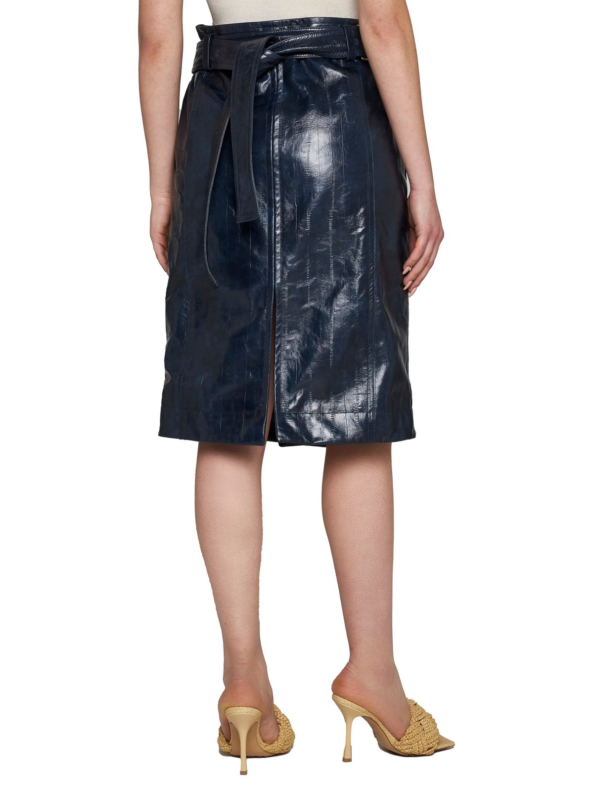Bottega Veneta Embossed Leather Midi Skirt