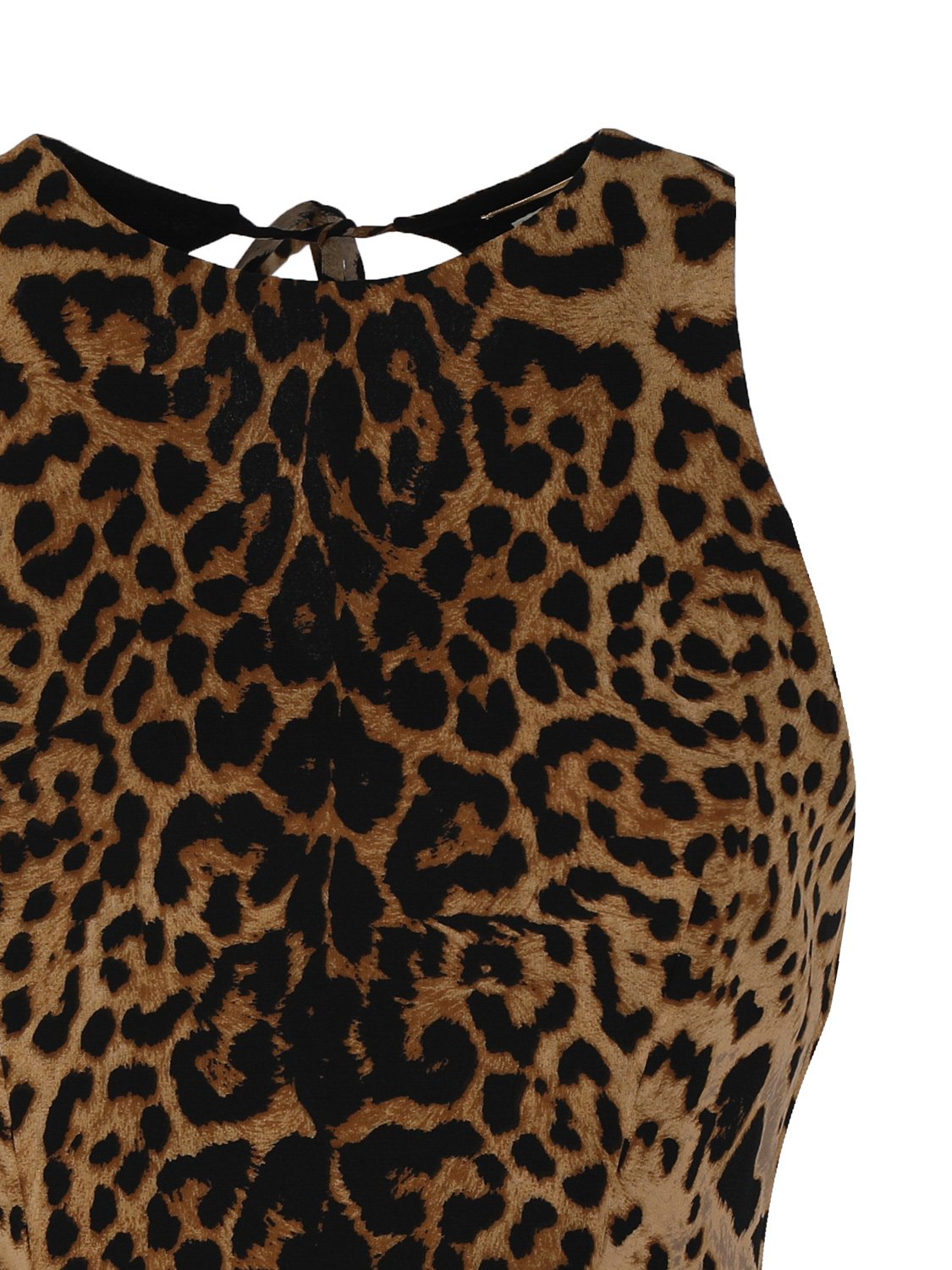 Saint Laurent Leopard Print Halterneck Sleeveless Dress