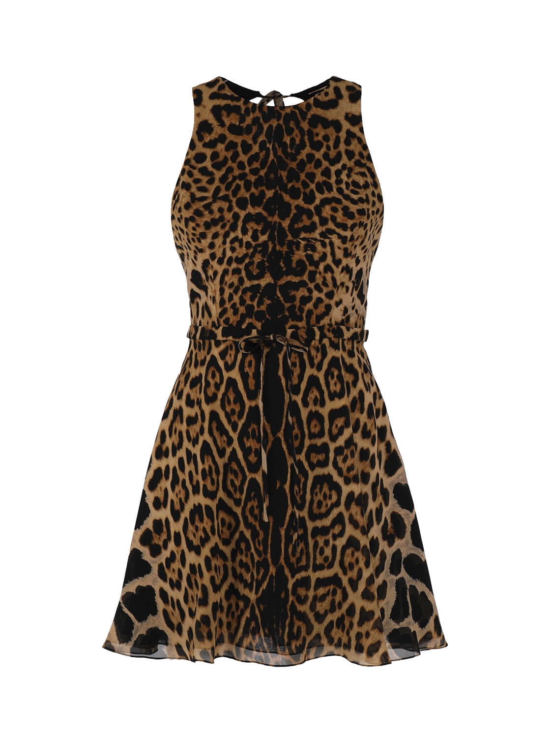 Saint Laurent Leopard Print Halterneck Sleeveless Dress