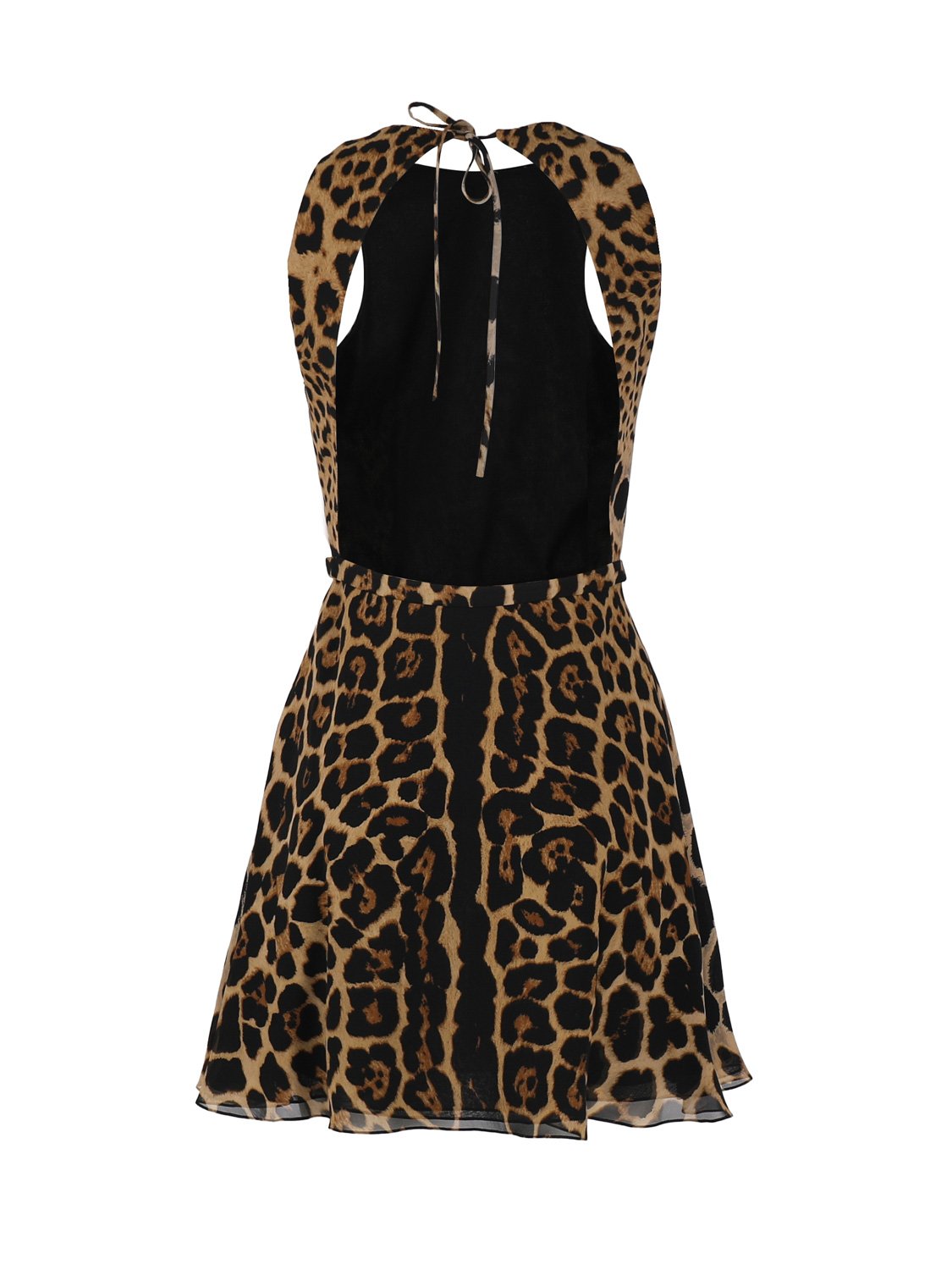 Saint Laurent Leopard Print Halterneck Sleeveless Dress