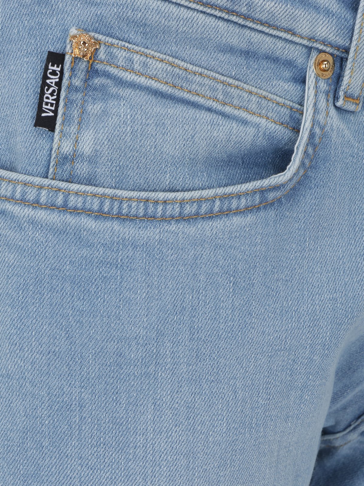 Versace Logo Patch Low Waist Jeans