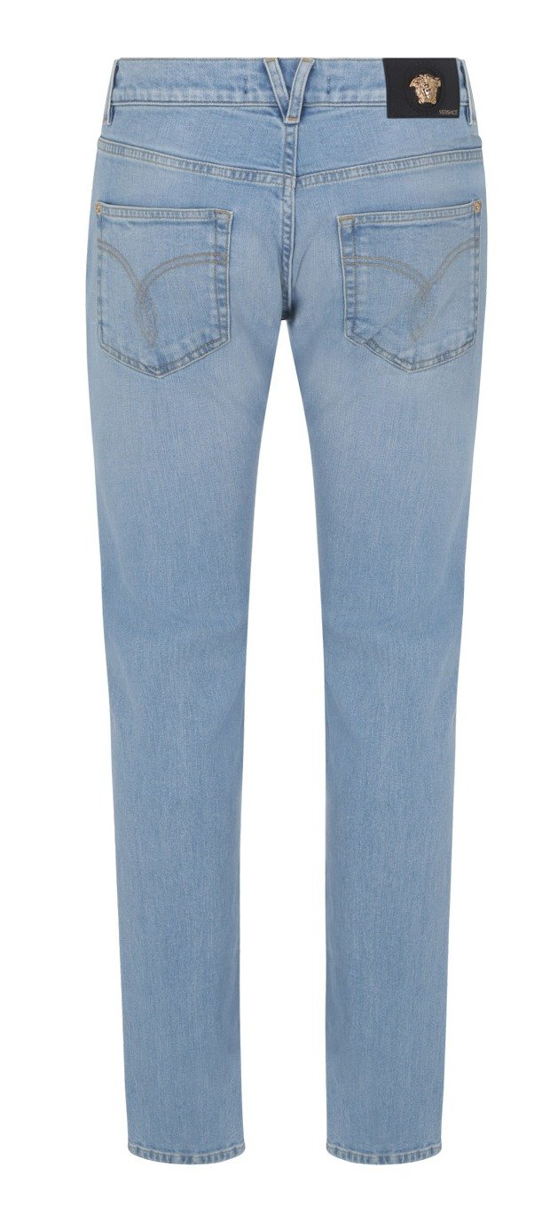 Versace Logo Patch Low Waist Jeans