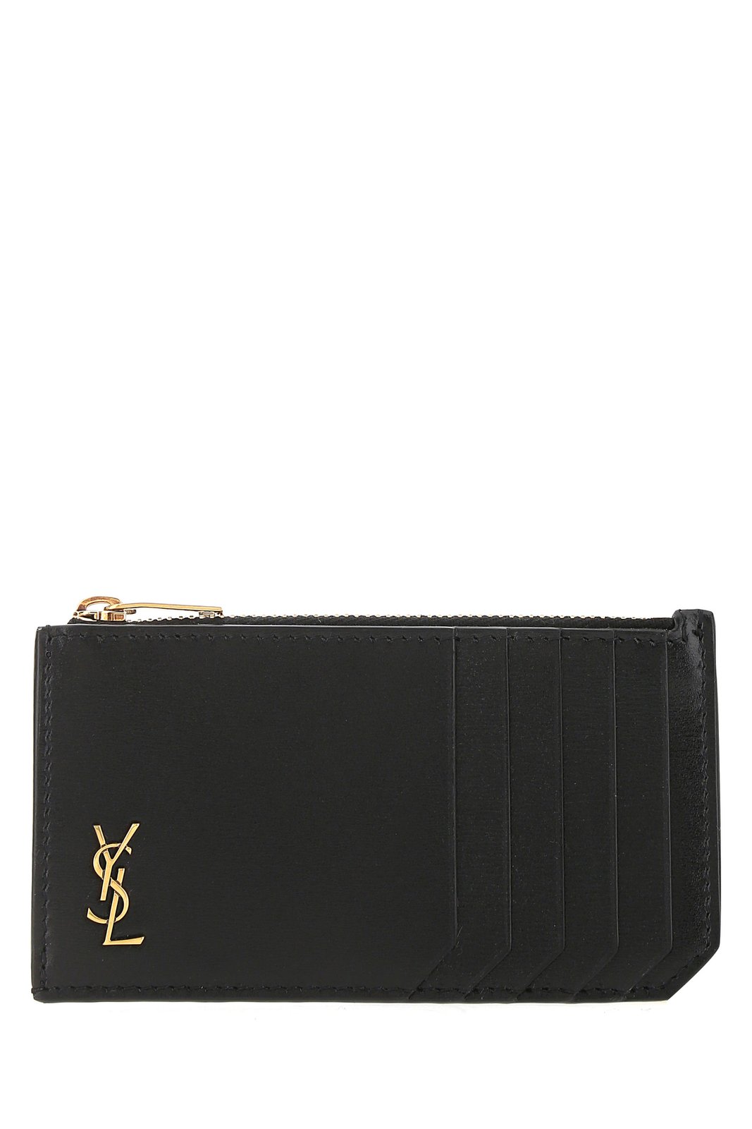 Saint Laurent Logo Plaque Zip-Up Cardholder