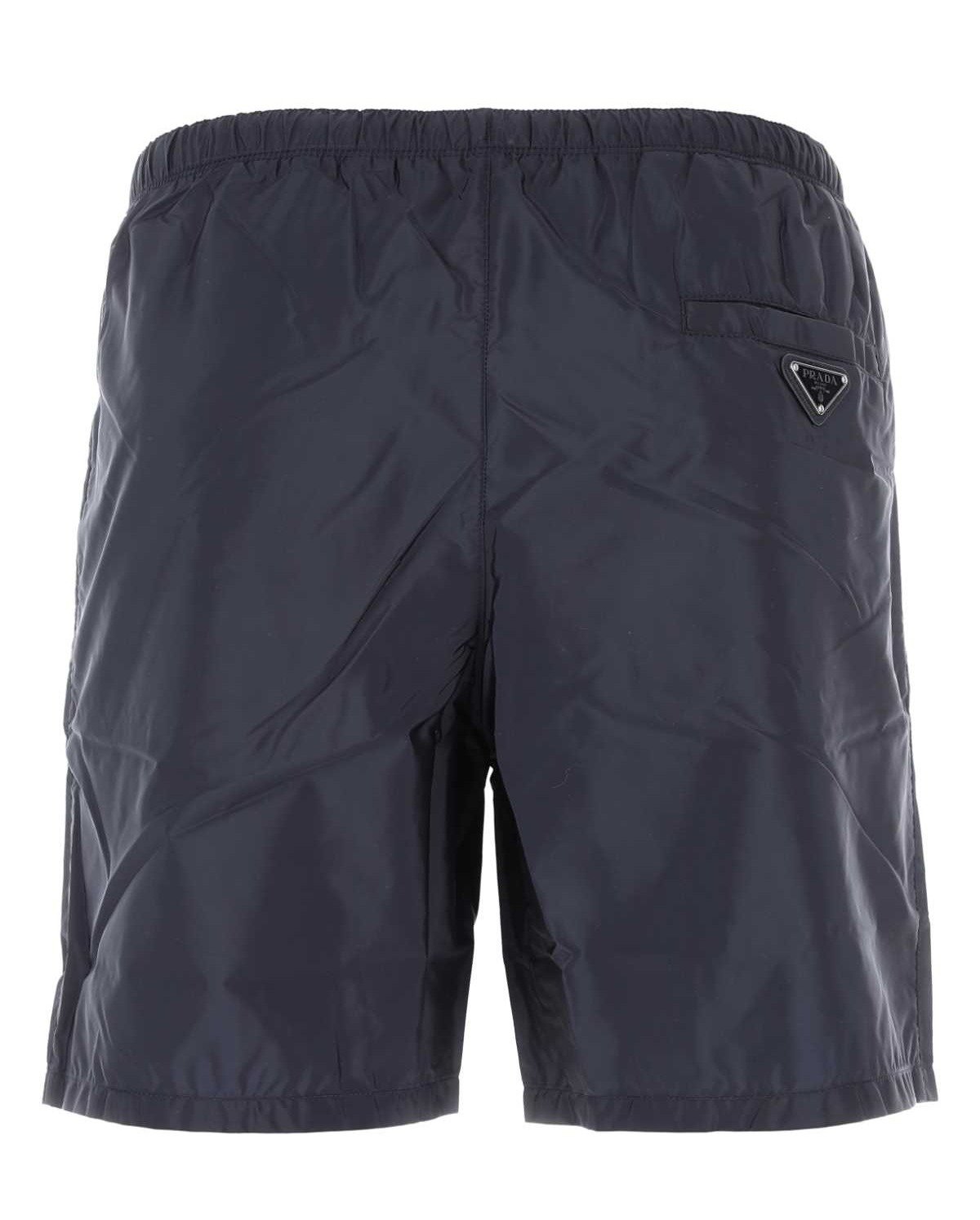 Prada Triangle Logo Plaque Elastic Swim Shorts