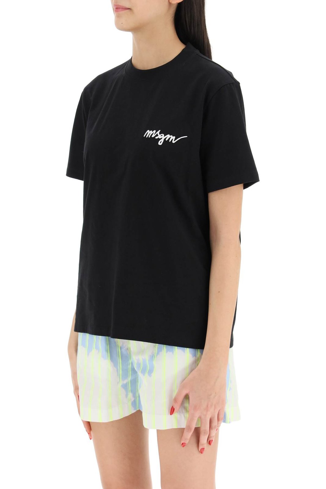MSGM Logo Detailed Crewneck T-Shirt