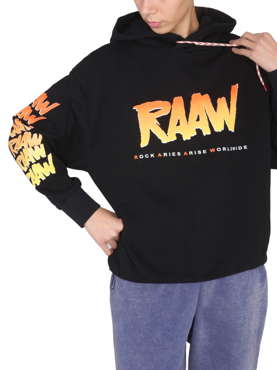 Aries Slogan Printed Drawstring Hoodie