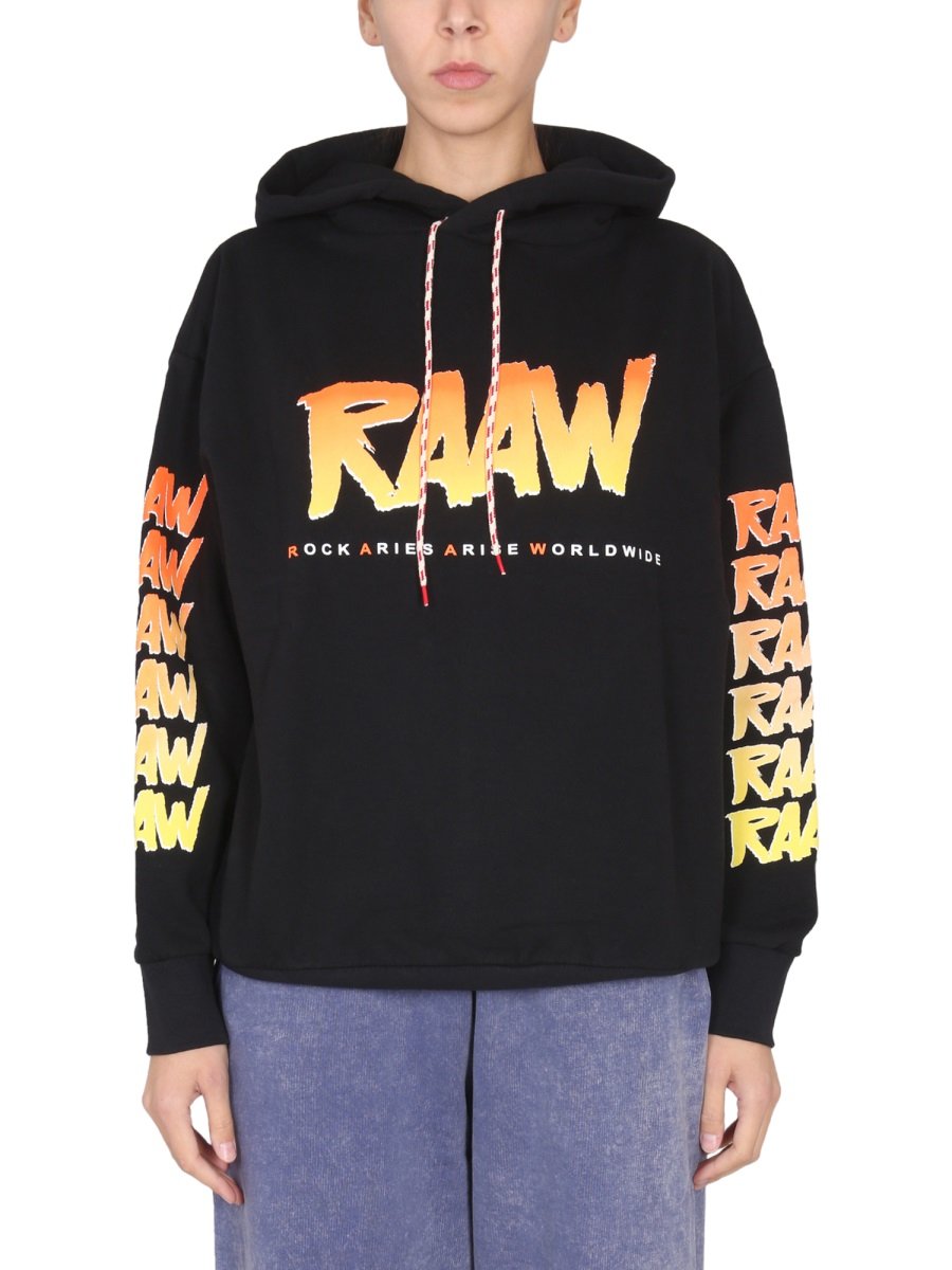 Aries Slogan Printed Drawstring Hoodie