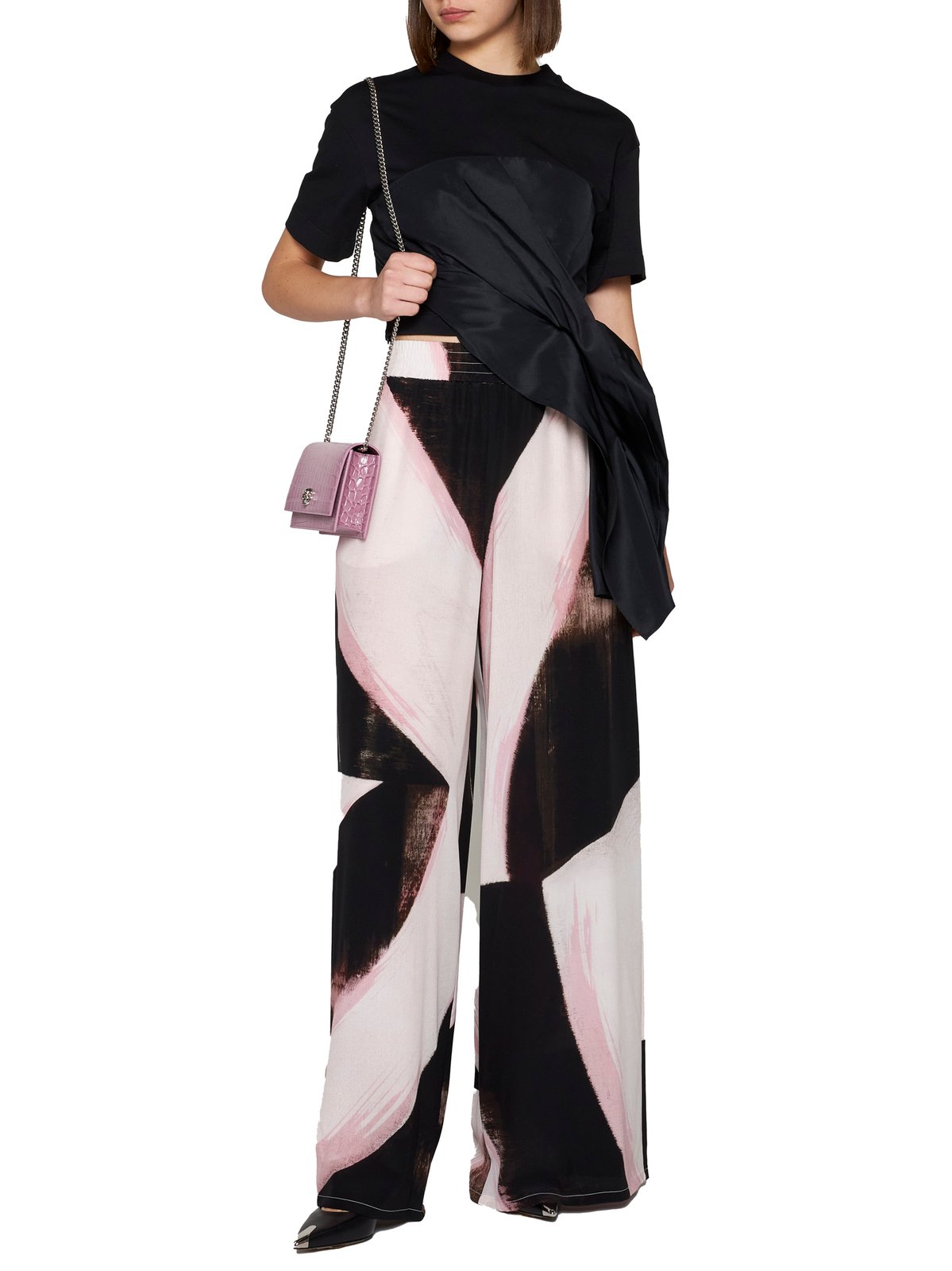 Alexander McQueen Color-Block Wide Leg Pants