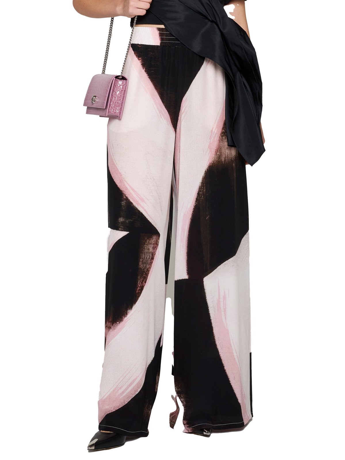 Alexander McQueen Color-Block Wide Leg Pants
