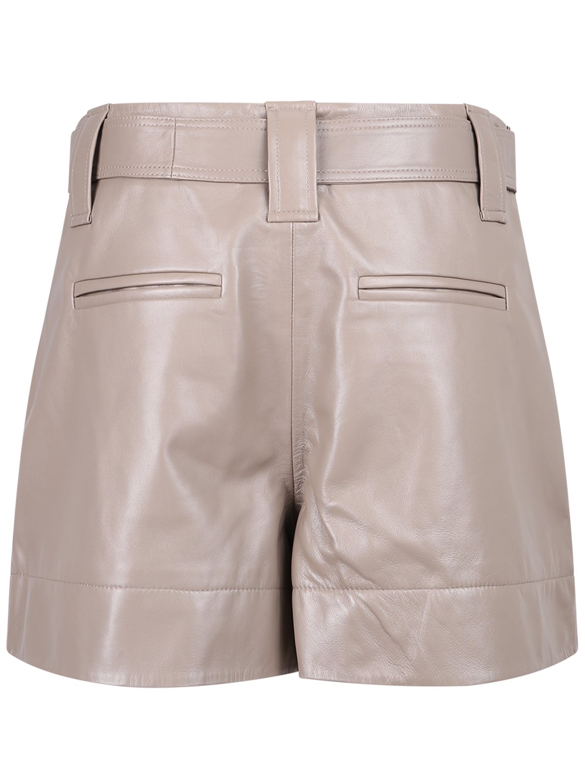 Ganni Belted High-Rise Leather Shorts