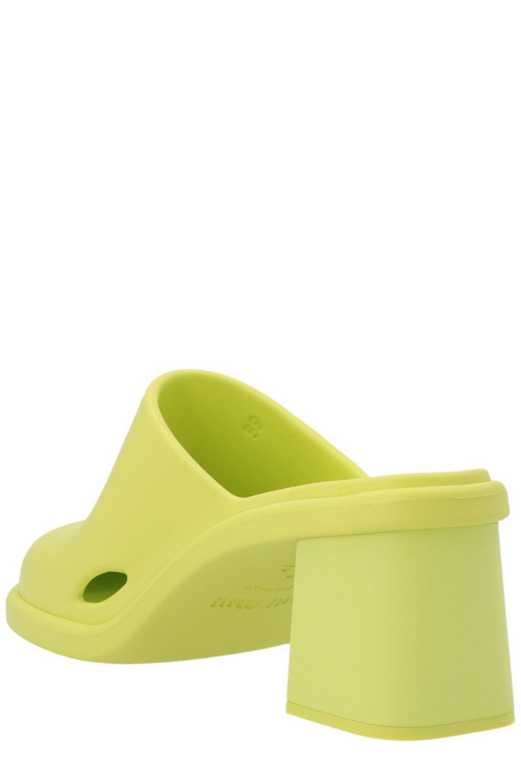 Miu Miu Logo Debossed Heeled Mules 3 Miu Miu Logo Debossed Heeled Mules
