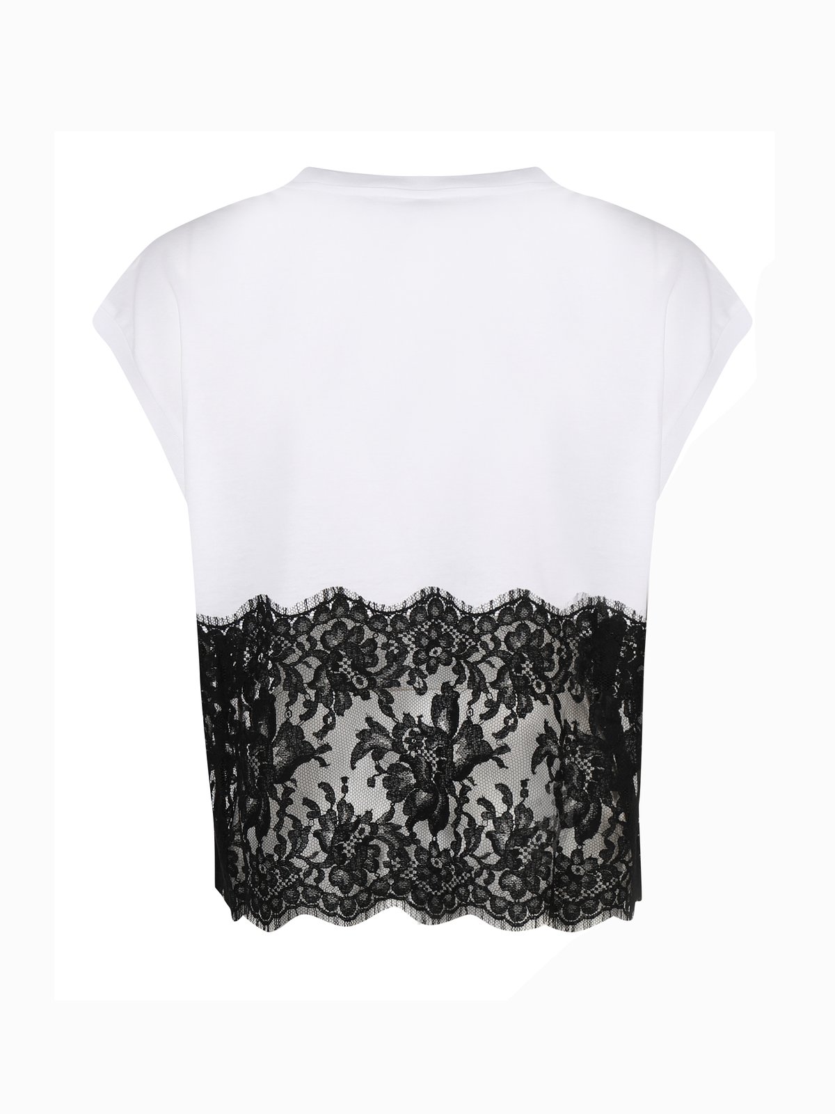 Dolce & Gabbana Lace Trimmed Logo Plaque T-Shirt 3 Dolce & Gabbana Lace Trimmed Logo Plaque T-Shirt