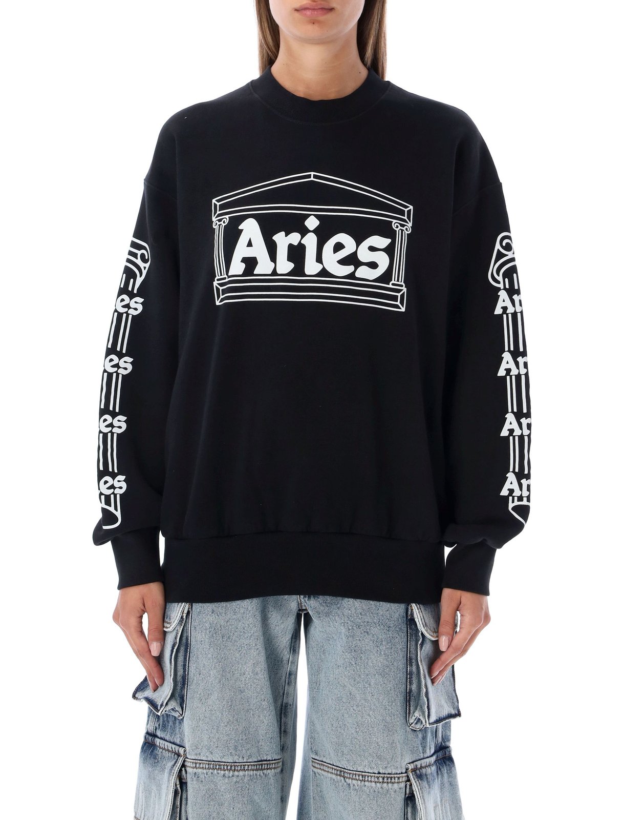 Sweatshirt mit Widder-Logo und Rundhalsausschnitt
