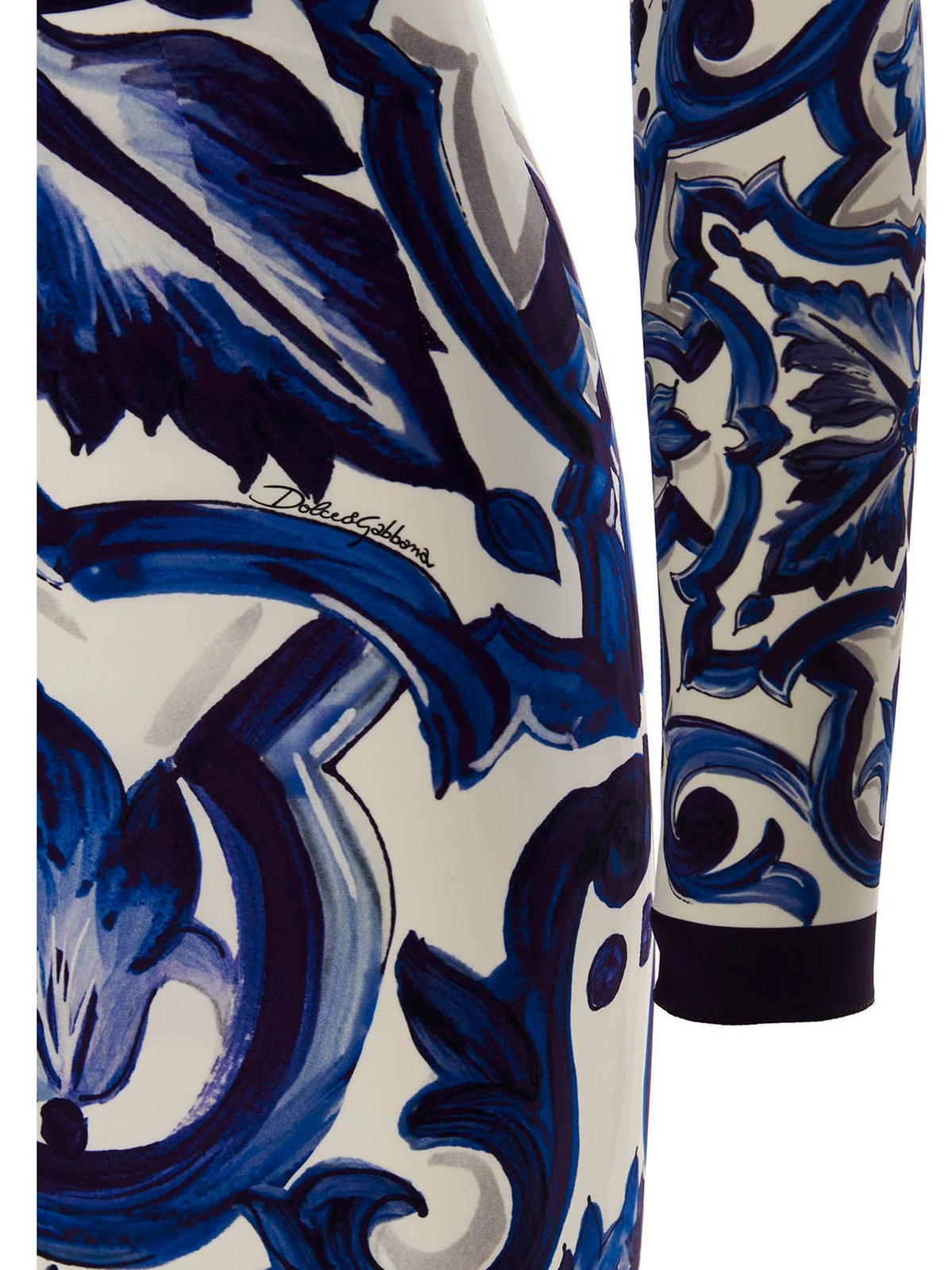 Dolce & Gabbana Langarmkleid mit Majolika-Print