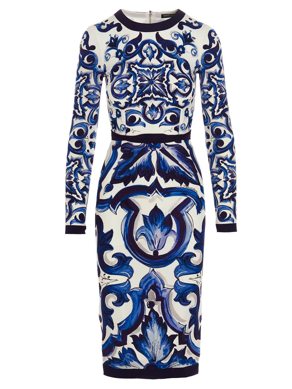 Dolce & Gabbana Langarmkleid mit Majolika-Print